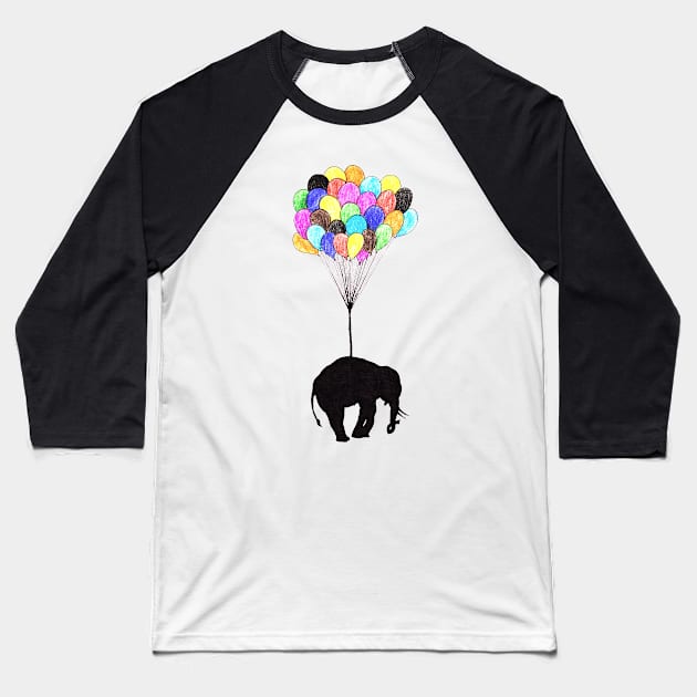 Elephant on balloons Baseball T-Shirt by DarkoRikalo86